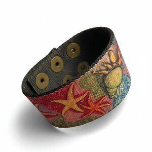 Quebec Creator - Multicolor bracelet with sea graphic - 3 press buttons